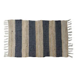 Jute And Chindi Stripe Accent Rug 21" X 34"