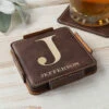 Personalized Faux Leather Coaster Set