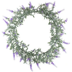 Northlight LED Lighted Artificial White And Purple Lavender Spring Wreath