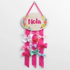 Custom Personalization Solutions Colorful Flowers Personalized Bow Holder