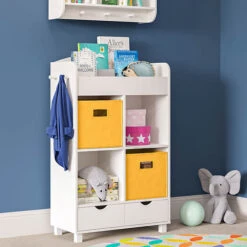 RiverRidge Book Nook Kids Cubby Cabinet With Rack Bin -Exquisite Home imageService 1745