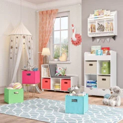 RiverRidge Book Nook Kids Cubby Cabinet With Rack Bin -Exquisite Home imageService 1746