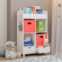 RiverRidge Book Nook Kids Cubby Cabinet With Rack Bin -Exquisite Home imageService 1750