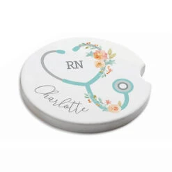 Floral Stethoscope 2.5" Car Coaster -Exquisite Home imageService 207