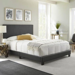 Aries King Faux Leather Platform Bed -Exquisite Home imageService 2095