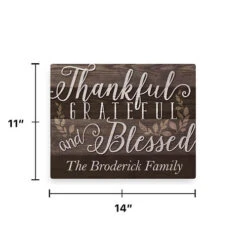 Thankful, Grateful And Blessed Personalized 11"x14" Canvas