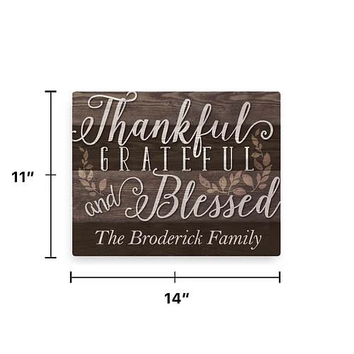 Thankful, Grateful And Blessed Personalized 11"x14" Canvas -Exquisite Home imageService 242