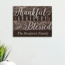 Thankful, Grateful And Blessed Personalized 11"x14" Canvas -Exquisite Home imageService 244