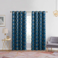Chloe Room-Darkening Grommet Panel With Foil Print 22 Chloe Room-Darkening Grommet Panel With Foil Print -Exquisite Home imageService 2908