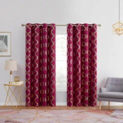 Chloe Room-Darkening Grommet Panel With Foil Print 27 Chloe Room-Darkening Grommet Panel With Foil Print -Exquisite Home imageService 2913