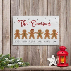 Custom Personalization Solutions Gingerbread Family Personalized 10x16 Canvas -Exquisite Home imageService 320