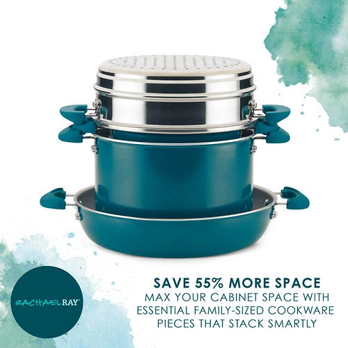 Rachael Ray Create Delicious 8-Piece Stackable Aluminum Nonstick Cookware Set 4 Rachael Ray Create Delicious 8-Piece Stackable Aluminum Nonstick Cookware Set - Image 4