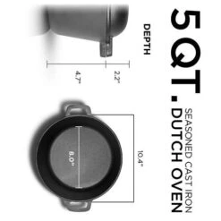 Commercial Chef Seasoned Cast Iron 5-Quart Dutch Oven -Exquisite Home imageService 3609