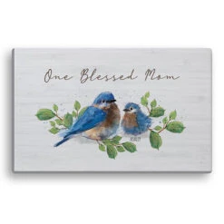 One Blessed Mom Bluebird Personalized 10"x16" Canvas -Exquisite Home imageService 432