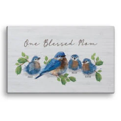 One Blessed Mom Bluebird Personalized 10"x16" Canvas -Exquisite Home imageService 436