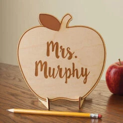 Personalized Teacher's Apple Wood Plaque