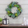 Northlight Olive Leaf And Floral Twig Spring Wreath - Green And White - 23"