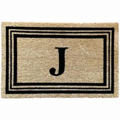 Kashi Home Monogram Letter 18"x28" Printed Coir Mat